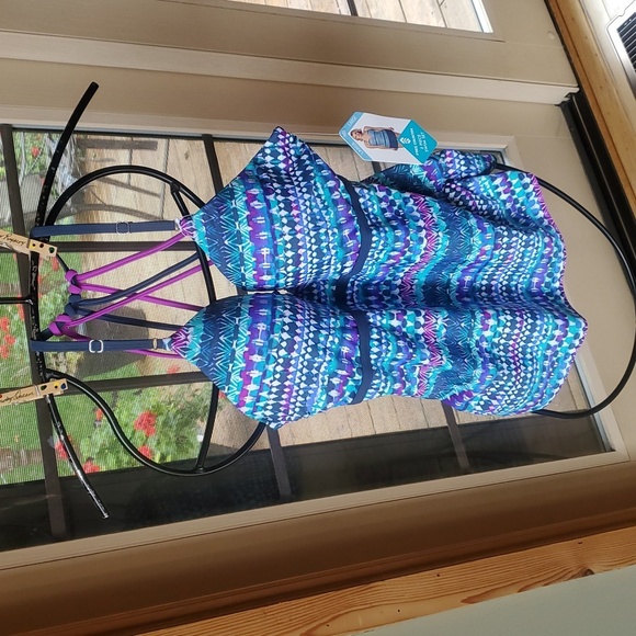Free Country Blue and Purple Sz. L Swimtop NWT - Picture 6 of 12